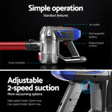 Devanti Stick Vacuum Cleaner Bagless Cordless Red 150W - Side View
