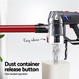 Devanti Stick Vacuum Cleaner Bagless Cordless Red 150W - Rear View