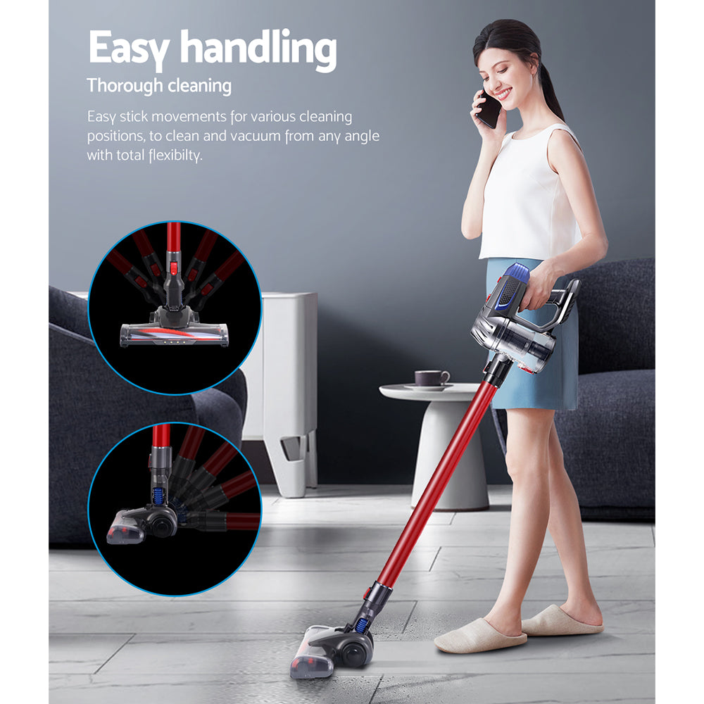 Devanti Cordless Handstick Vacuum Cleaner - 150W Bagless in Red