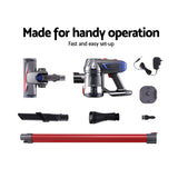 Devanti Cordless Handstick Vacuum Cleaner - 150W Bagless in Red - Rear View