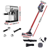 Devanti K7 Cordless Stick Vacuum Cleaner plus Coffee Maker Machine Espresso - Front View