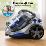 Devanti Vacuum Cleaner Bagless Canister 2000W 25kPa Powerful Suction 4L - 45-Degree Angle