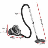Devanti Vacuum Cleaner Bagless Canister 2000W 25kPa Powerful Suction 4L - Front View