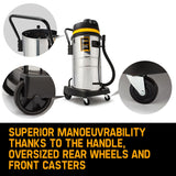 Unimac 60L 2000W Stainless Steel Wet and Dry Vacuum - Low Angle