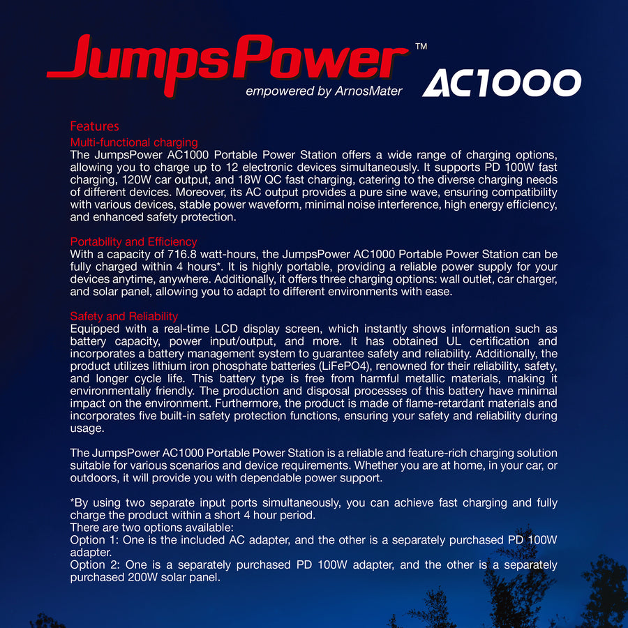 JumpsPower AC1000 Portable Power Station