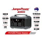 JumpsPower AC600 Portable Power Station - Front View