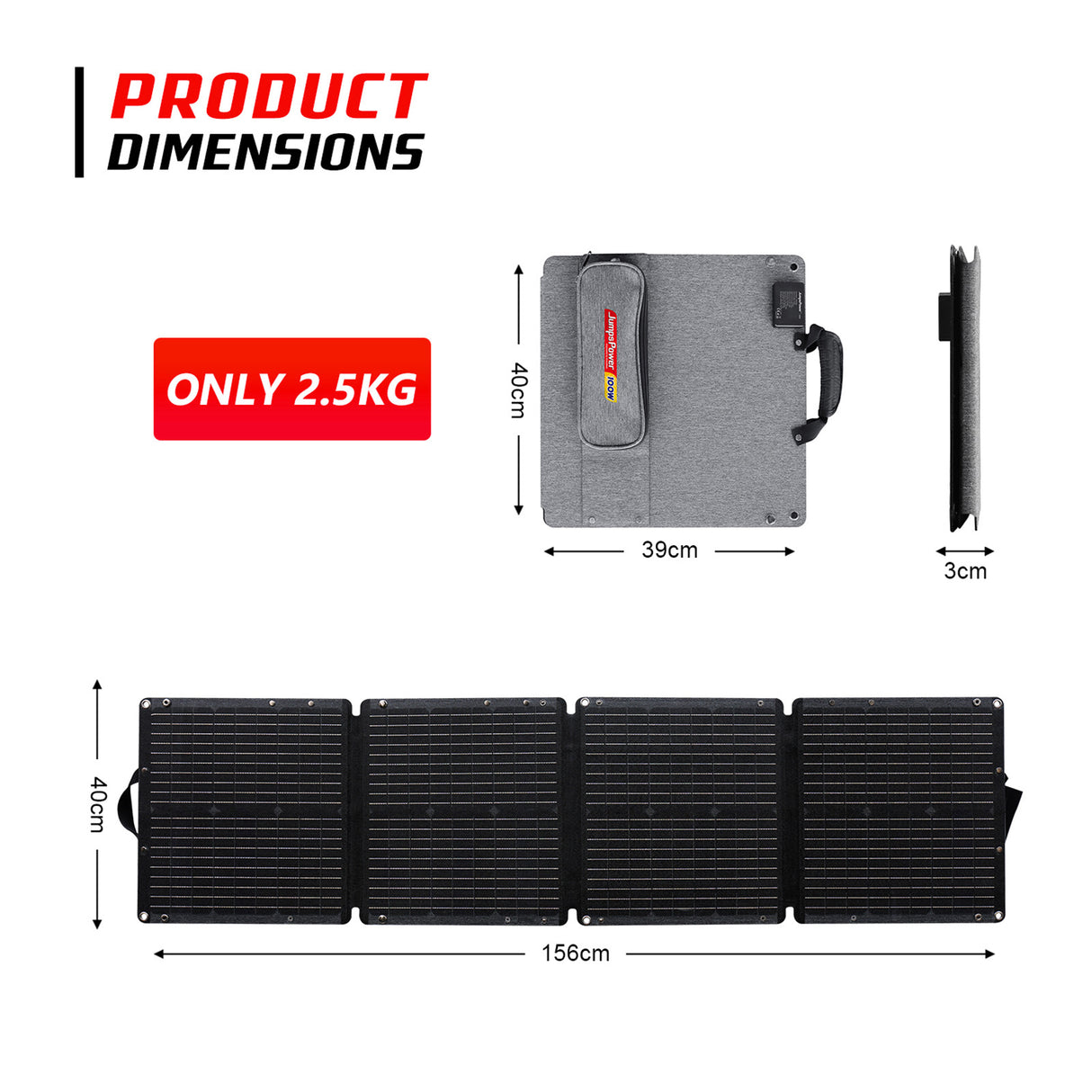 JumpsPower 100W Portable Solar Panel