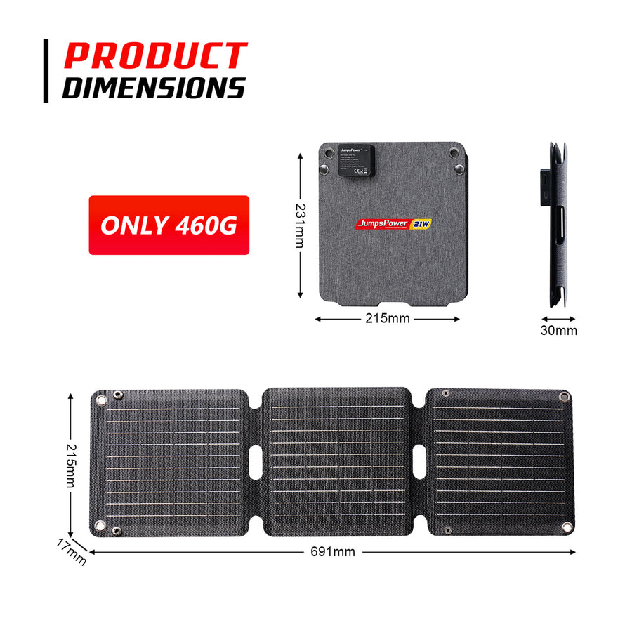 JumpsPower 21W Portable Solar Panel