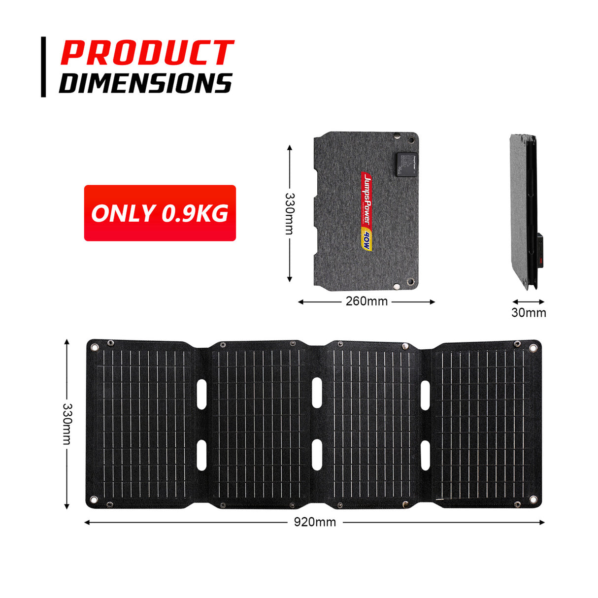 JumpsPower 40W Portable Solar Panel