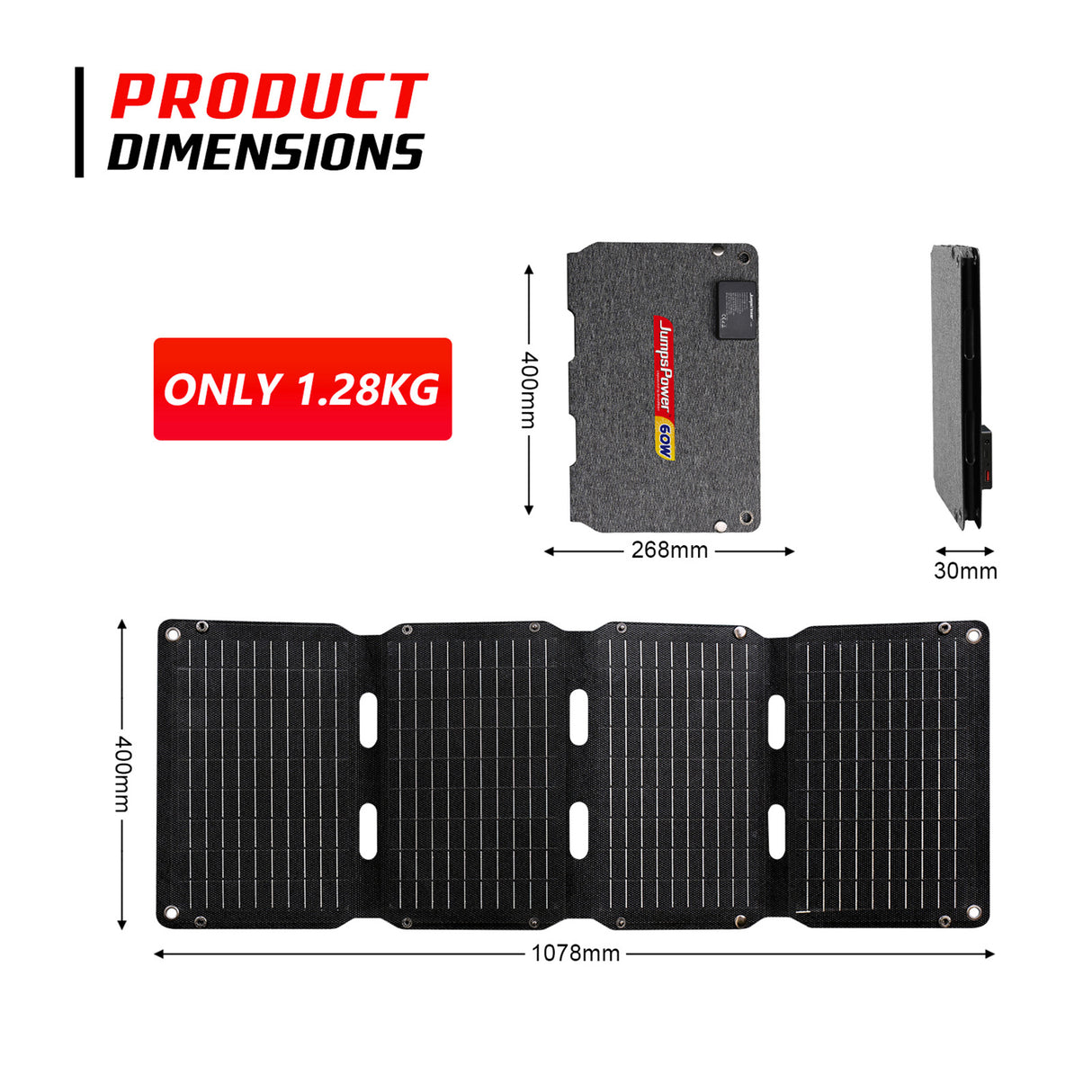 JumpsPower 60W Portable Solar Panel
