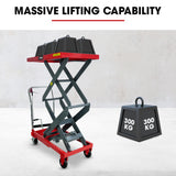 T-REX 300KG Hydraulic High Lift Double Scissor Trolley, 1.3M Max Platform Hgt, Heavy-Duty, for Material Handling - Top-Down View