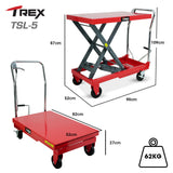 T-REX 500KG Hydraulic Scissor Lift Platform Trolley, Heavy-Duty, for Material Handling - Rear View