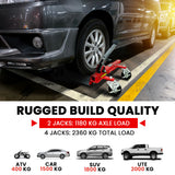 T-Rex 1180kg Set of 2 Vehicle Positioning Jacks, Mechanical Ratcheting Foot Pedal Wheel Dolly For Auto Car Moving - Side View