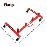 T-Rex Vehicle Positioning Jack Storage Rack Stand, Heavy Duty Design with Locking Castor Wheels - Rear View