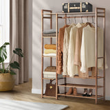 Oikiture Open Wardrobe with 8 Display Shelves