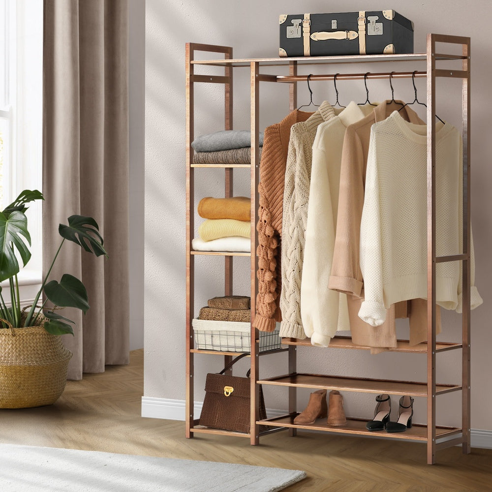Oikiture Open Wardrobe with 8 Display Shelves