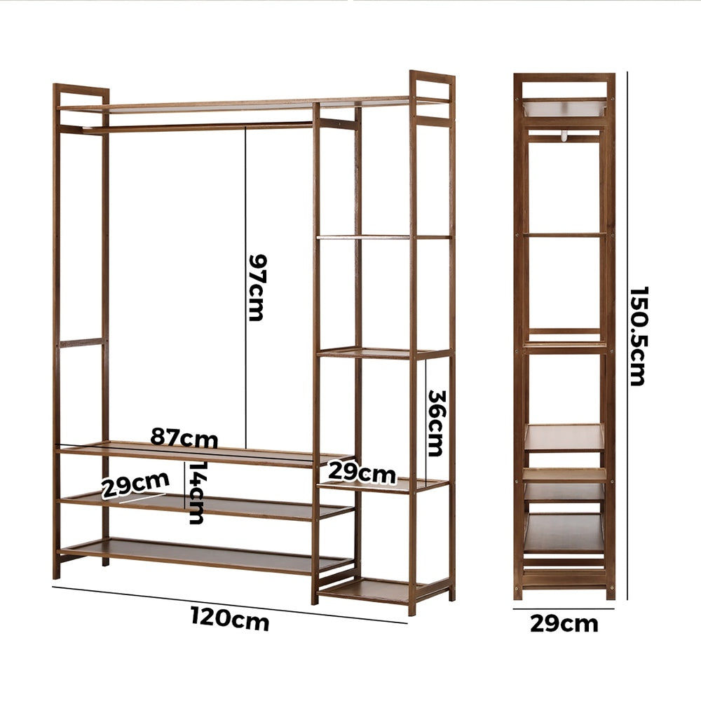 Oikiture Open Wardrobe with 8 Display Shelves