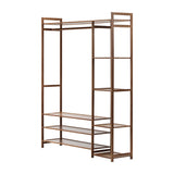 Oikiture Open Wardrobe with 8 Display Shelves