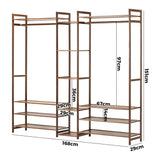 Oikiture Open Wardrobe Organiset with 13 Display Shelves - Rear View