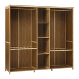 Oikiture Open Wardrobe Clothes Storage Hanging Rail Bamboo