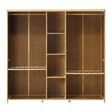 Oikiture Open Wardrobe Clothes Storage Hanging Rail Bamboo - Low Angle