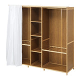 Oikiture Open Wardrobe Clothes Storage Hanging Rail Bamboo