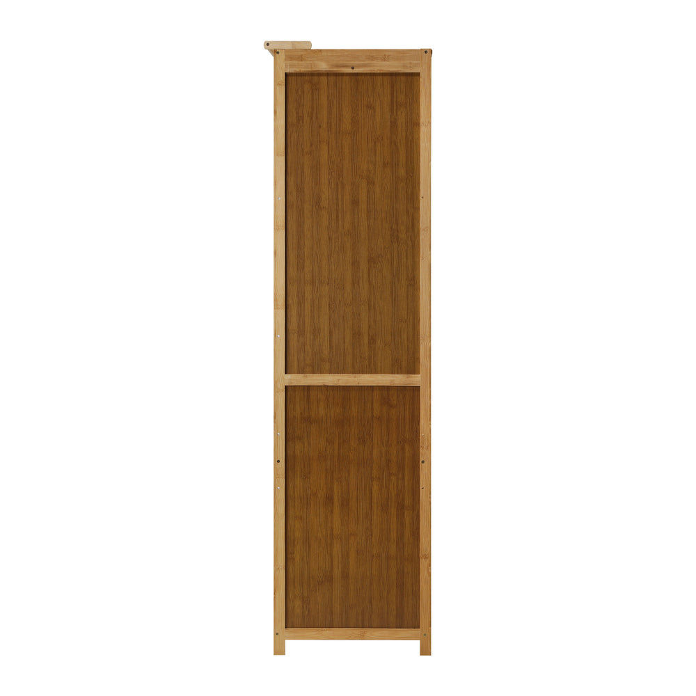 Oikiture Open Wardrobe Clothes Storage Hanging Rail Bamboo