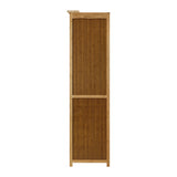 Oikiture Open Wardrobe Clothes Storage Hanging Rail Bamboo - Front View