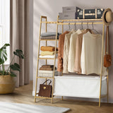 Oikiture Open Wardrobe with Hanging Rail and Laundry Bag