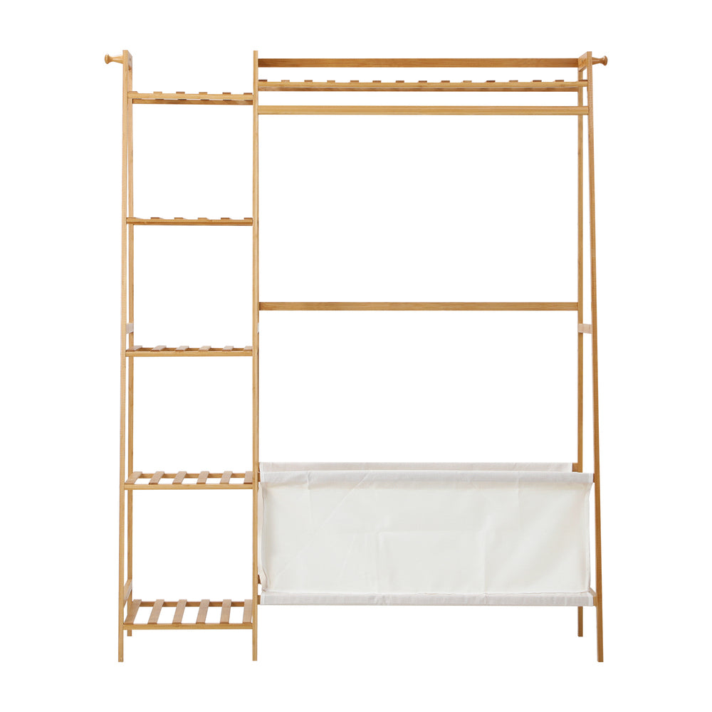 Oikiture Open Wardrobe with Hanging Rail and Laundry Bag