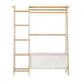 Oikiture Open Wardrobe with Hanging Rail and Laundry Bag - 45-Degree Angle