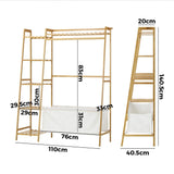 Oikiture Open Wardrobe with Hanging Rail and Laundry Bag - Front View
