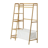 Oikiture Open Wardrobe with Hanging Rail and Laundry Bag