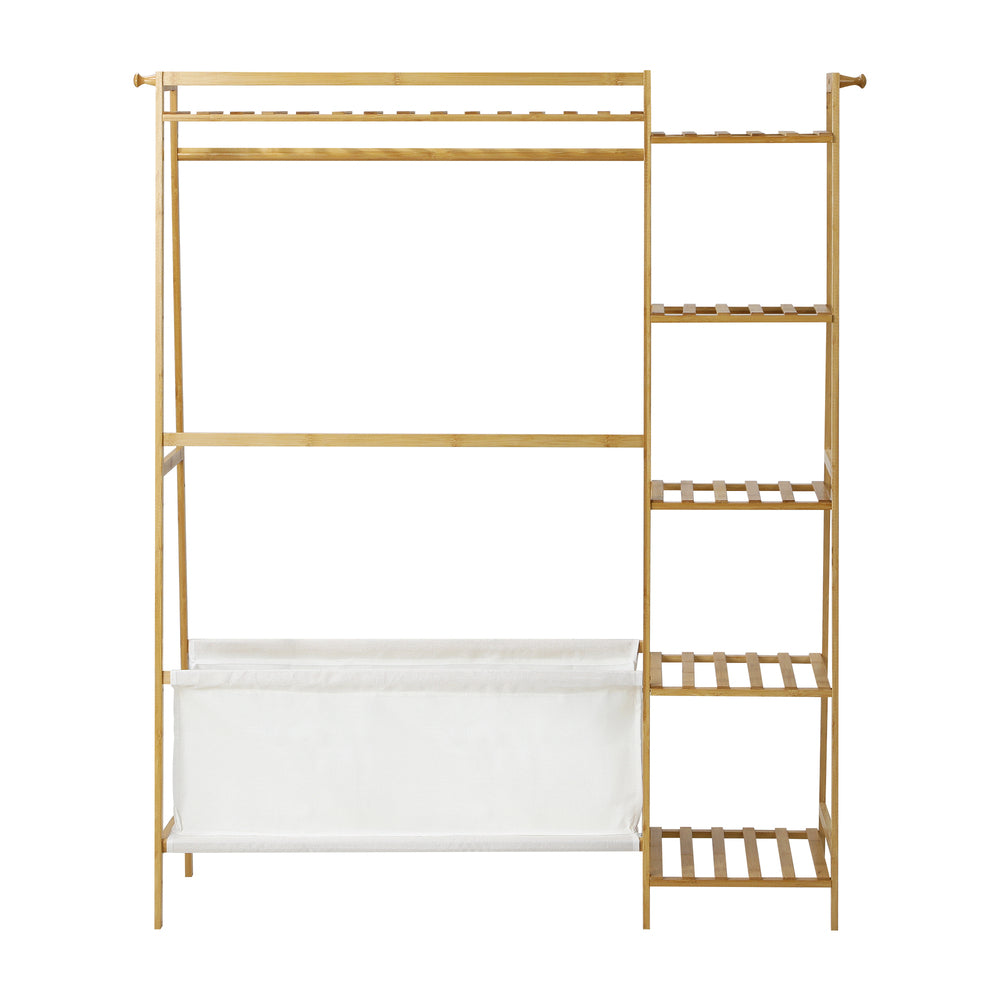Oikiture Open Wardrobe with Hanging Rail and Laundry Bag