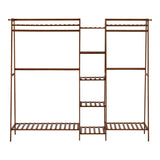 Oikiture Clothes Rack Open Wardrobe Hanging Rail Bamboo 9 Shelves