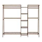 Oikiture Clothes Rack Open Wardrobe Hanging Rail Bamboo 9 Shelves - Low Angle