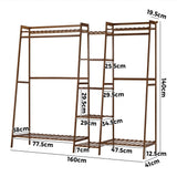 Oikiture Clothes Rack Open Wardrobe Hanging Rail Bamboo 9 Shelves