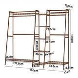 Oikiture Clothes Rack Open Wardrobe Hanging Rail Bamboo 9 Shelves - Extra Image