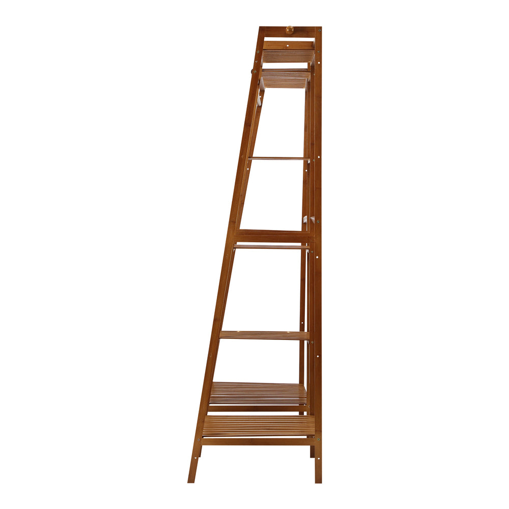 Oikiture Clothes Rack Open Wardrobe Hanging Rail Bamboo 9 Shelves