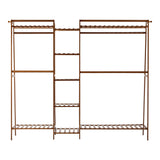 Oikiture Clothes Rack Open Wardrobe Hanging Rail Bamboo 9 Shelves