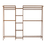 Oikiture Clothes Rack Open Wardrobe Hanging Rail Bamboo 9 Shelves - Top-Down View