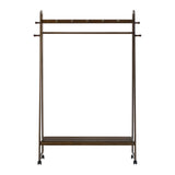 Oikiture Clothes Rack Hanging Rail Bamboo Portable Wheels