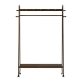 Oikiture Clothes Rack Hanging Rail Bamboo Portable Wheels - Front View