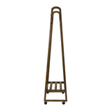 Oikiture Clothes Rack Hanging Rail Bamboo Portable Wheels