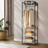 Oikiture Clothes Rack Open Wardrobe 4 shelves Hanging Rail Metal - Extra Image