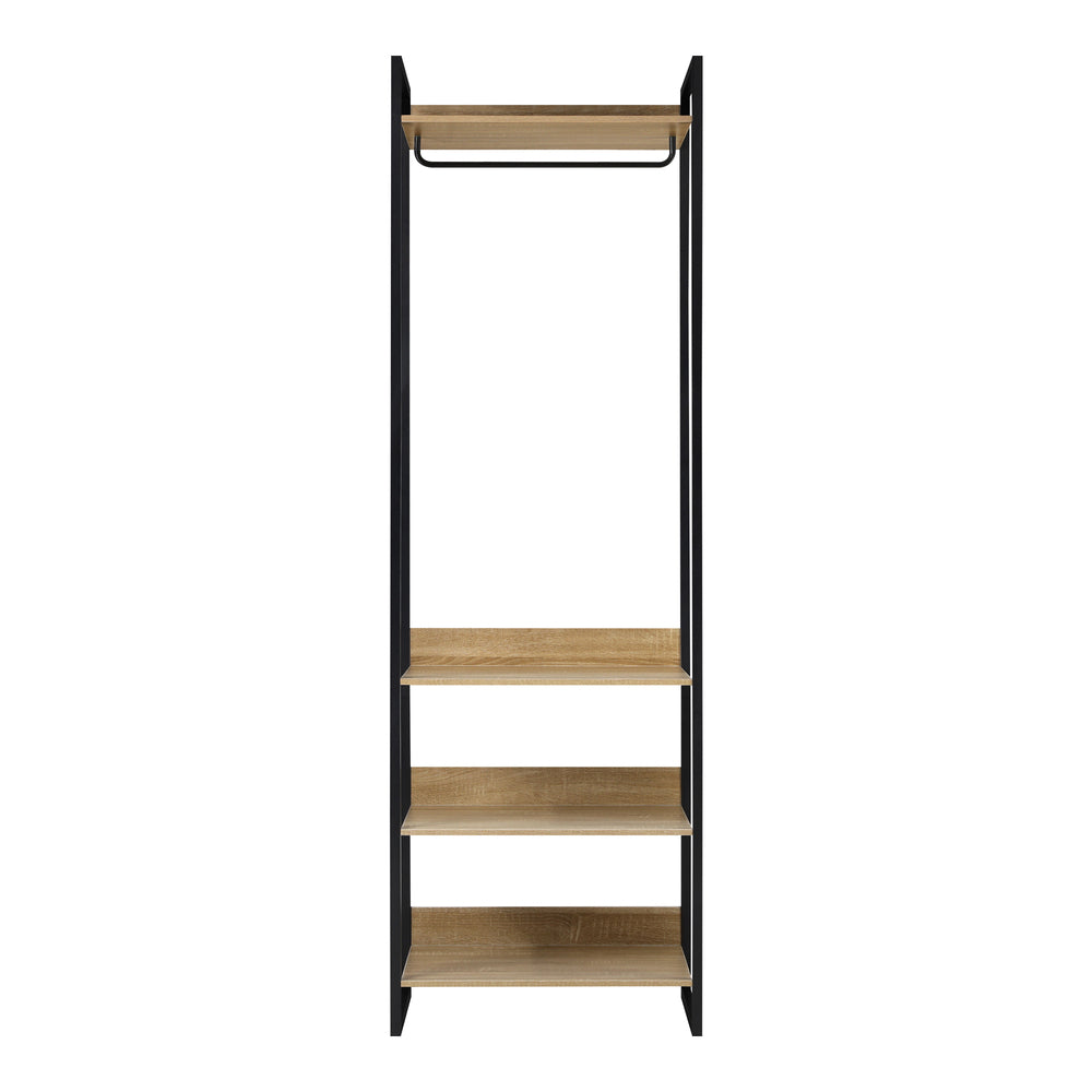Oikiture Clothes Rack Open Wardrobe 4 shelves Hanging Rail Metal