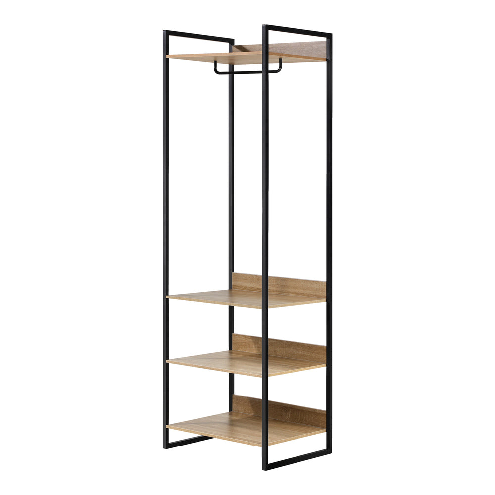 Oikiture Clothes Rack Open Wardrobe 4 shelves Hanging Rail Metal