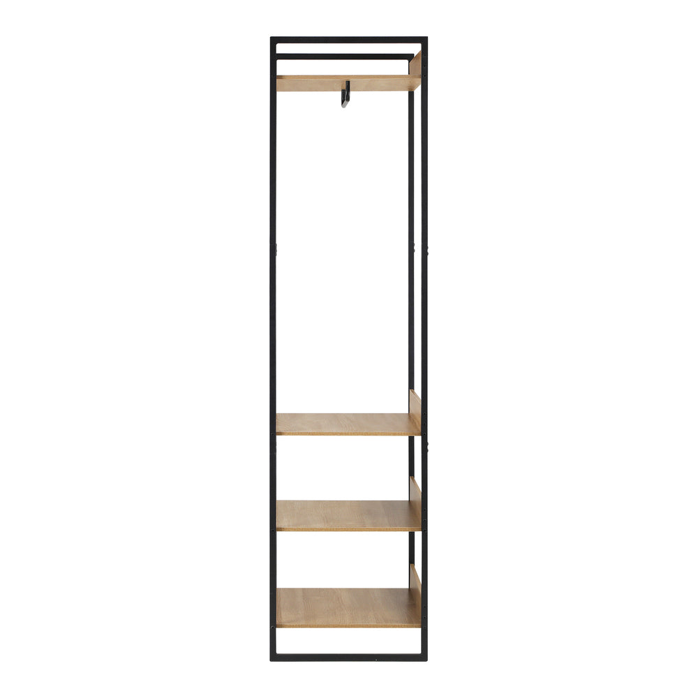 Oikiture Clothes Rack Open Wardrobe 4 shelves Hanging Rail Metal