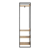 Oikiture Clothes Rack Open Wardrobe 4 shelves Hanging Rail Metal - Rear View
