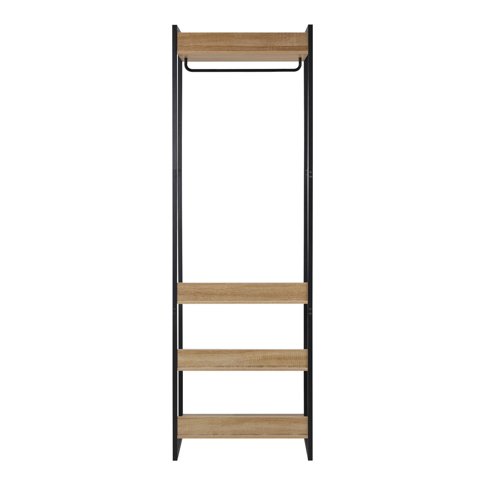 Oikiture Clothes Rack Open Wardrobe 4 shelves Hanging Rail Metal